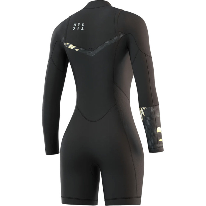 2024 Mystic Womens Dazzled 3/2mm Chest Zip Long Sleeve Shorty Wetsuit 35000220095 - Black